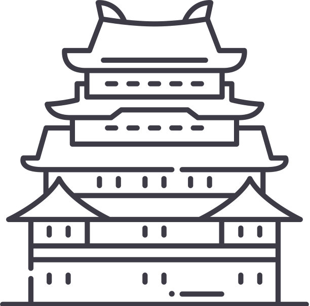 亚洲宫殿图标线性孤立图片下载