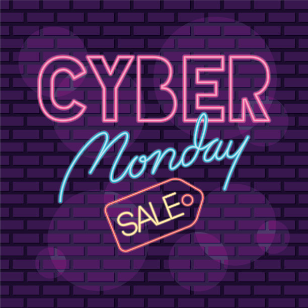 网络星期一霓虹标签与标签图片下载