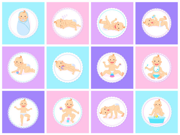 卡通设定可爱的小婴儿在尿布图片下载