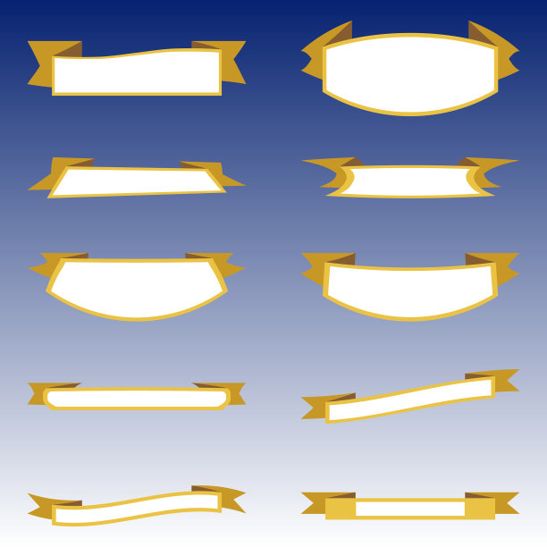 白色的黄色缎带旗帜在蓝色的背景图片下载