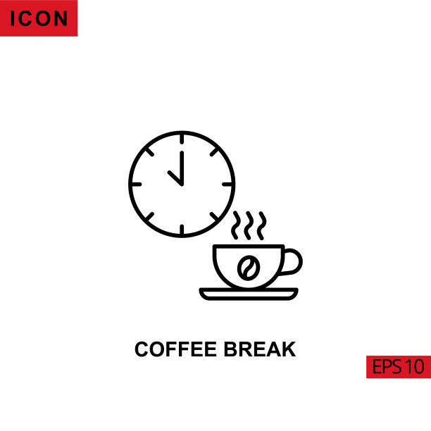 图标咖啡休息轮廓线或线性图标图片下载