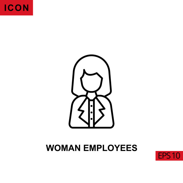 图标女员工轮廓线或线性图标图片下载