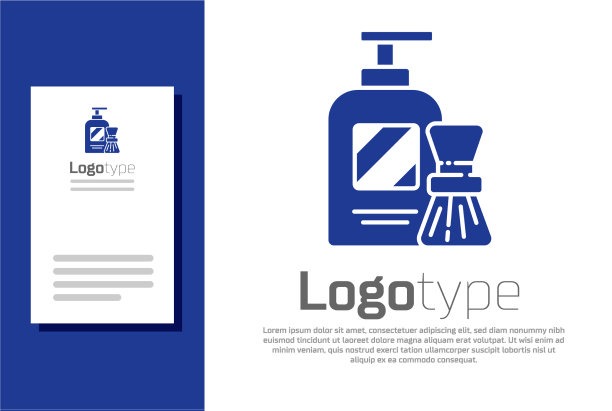 蓝色剃须凝胶泡沫和刷子图标隔离图片下载