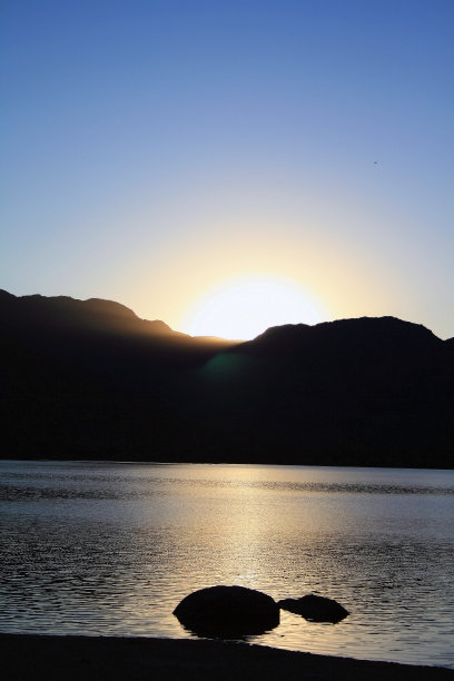 夕阳倒映在湖面上图片下载