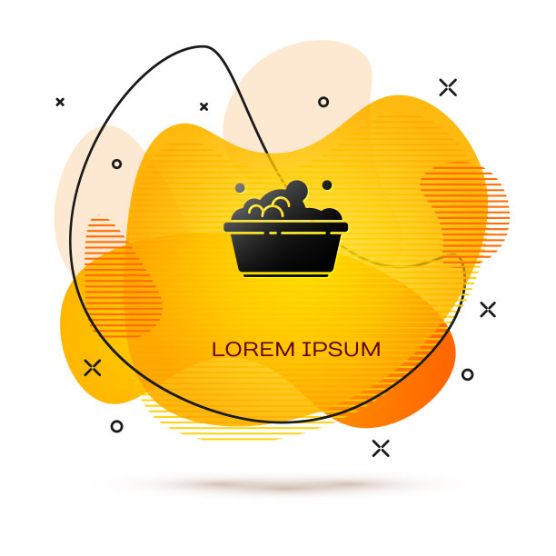 黑色塑料盆与肥皂泡沫图标隔离图片下载