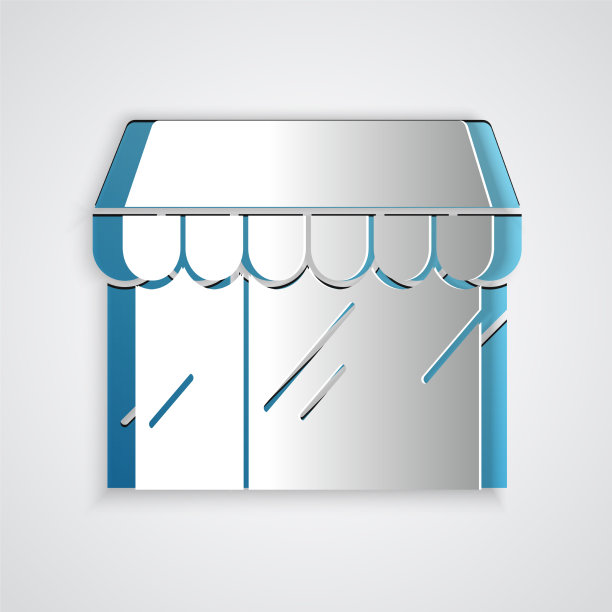 剪纸购物大楼或市场商店的图标图片下载