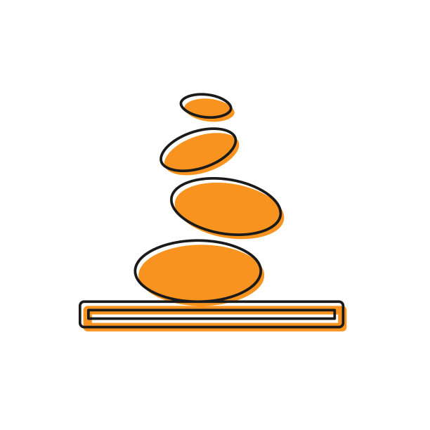 橙色堆栈热石头图标孤立在白色图片下载