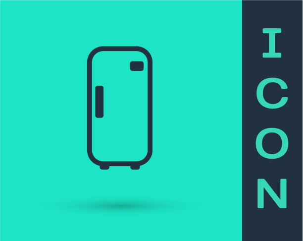 冰箱图标被隔离在绿色的黑线上图片下载