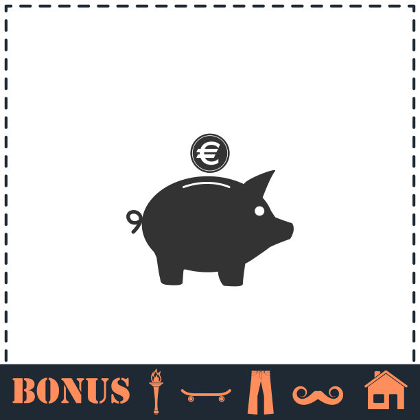 猪钱箱图标平图片下载