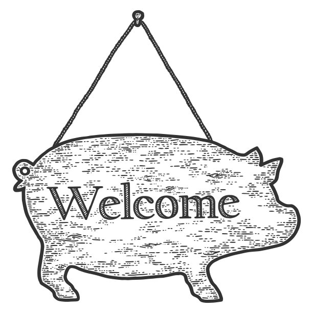 签到小猪欢迎雕刻图片下载