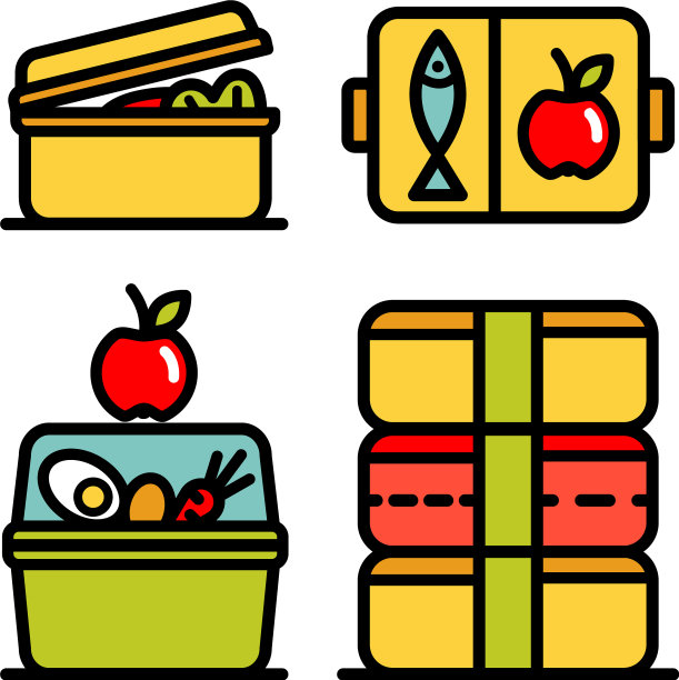 午餐盒轮廓图标设置3图片下载