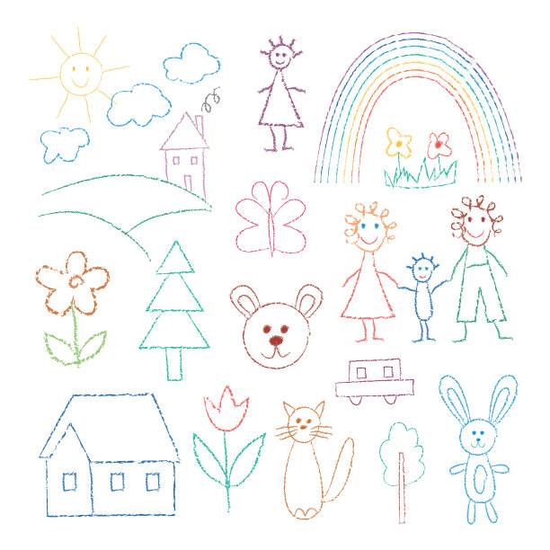 趣味线儿童画或平面画图片下载