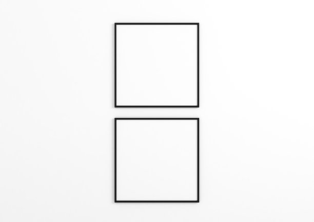 两个空白海报框架模型上的白色背景。图片下载