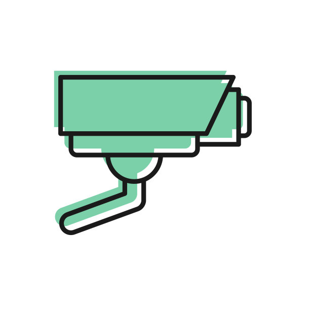 黑线安全摄像头图标隔离在白色图片下载