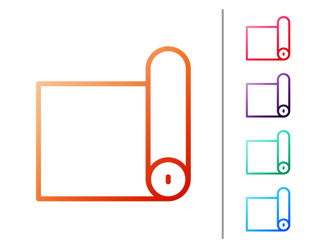 红色线健身垫卷图标隔离在白色图片下载