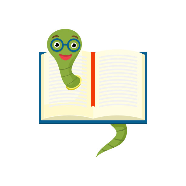 可爱的戴眼镜的书虫从窗口跳出来图片下载