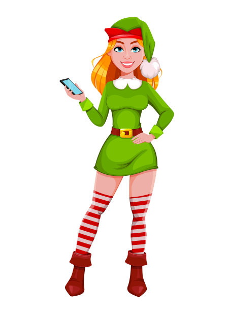 圣诞小精灵女士卡通人物图片下载