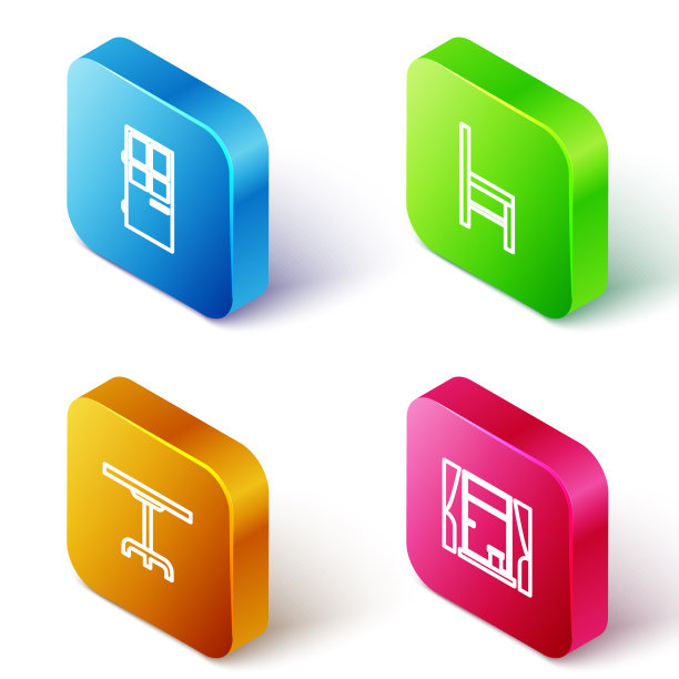 设置等距线闭门椅圆桌图片下载