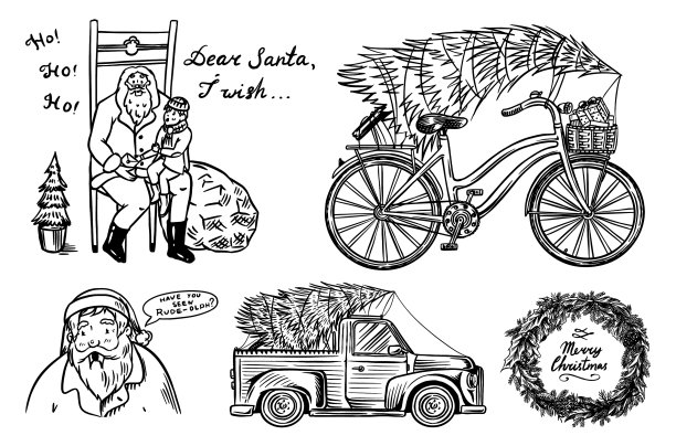 汽车和自行车与圣诞树云杉岛图片下载