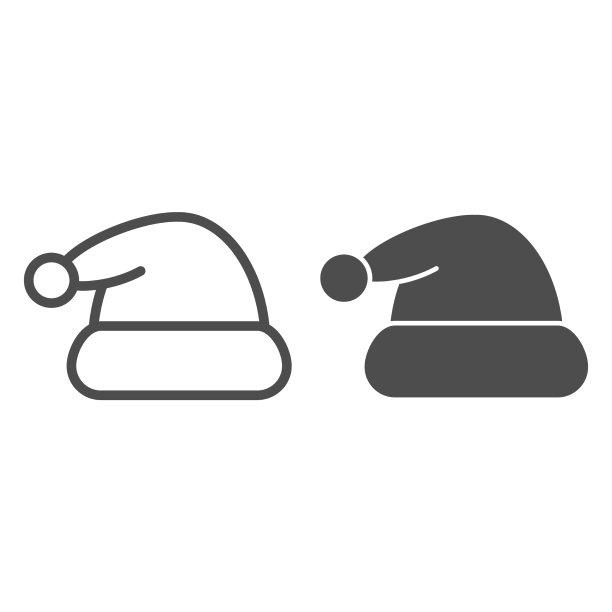 圣诞帽线和固体图标圣诞和新的图片下载