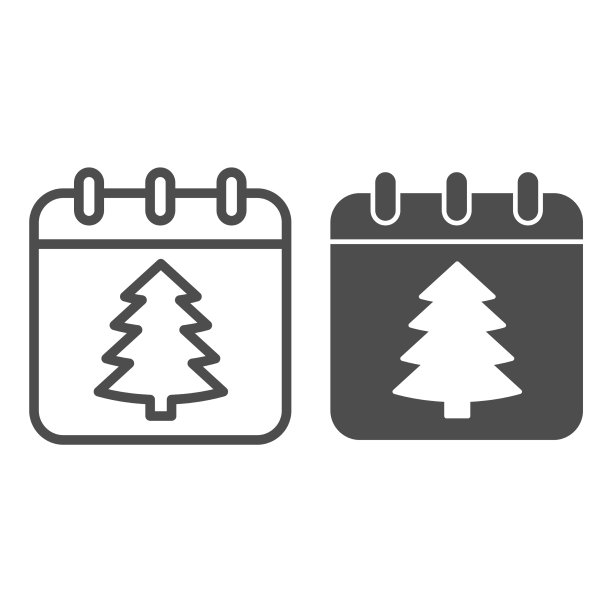 新年日期线和固体图标圣诞节图片下载