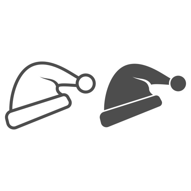 帽子圣诞老人线和固体图标新年图片下载