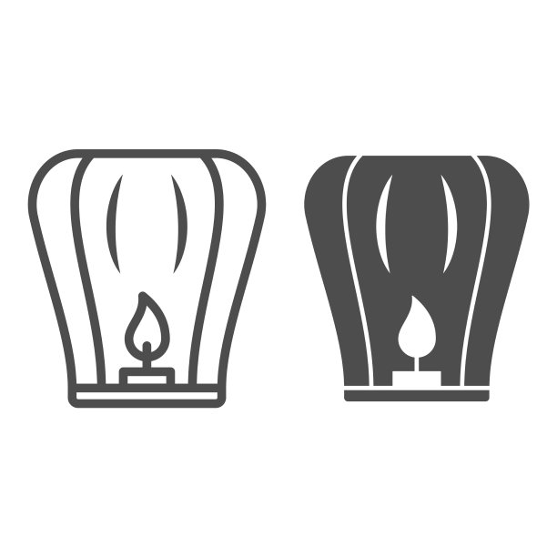 中国灯笼线和固体图标中国中部图片下载