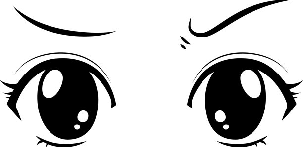 可爱的动漫风格的大黑眼睛带着怀疑图片下载