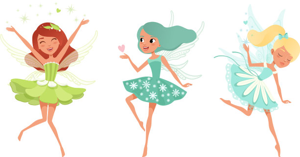 可爱的女孩，有翅膀的仙女，美丽的女孩图片下载