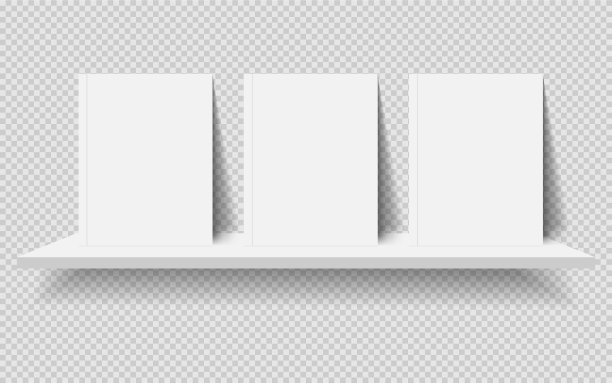 三本白色的书放在一个白色的架子上图片下载