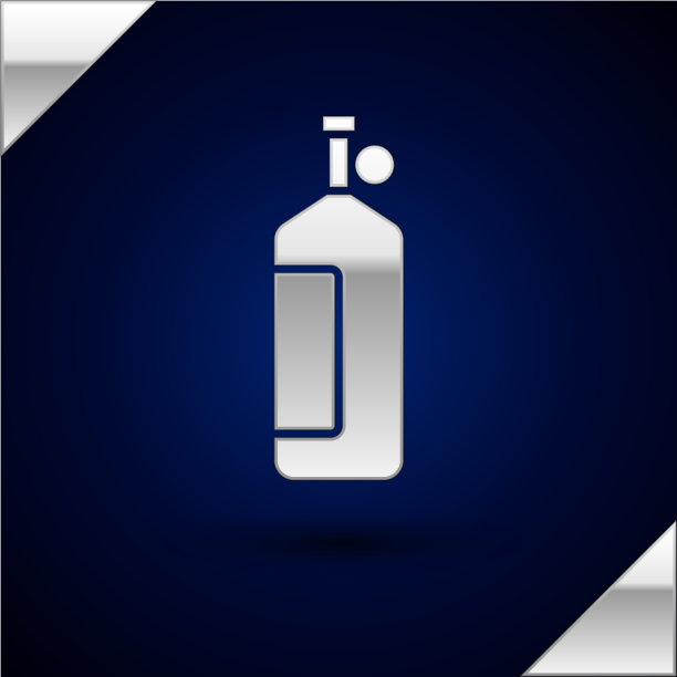 银色水族图标孤立在深蓝色图片下载