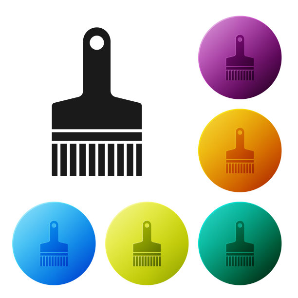 黑色油漆刷图标孤立在白色上图片下载