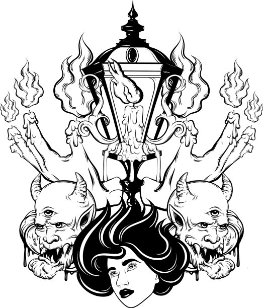 手画超现实融化的手女人的脸图片下载