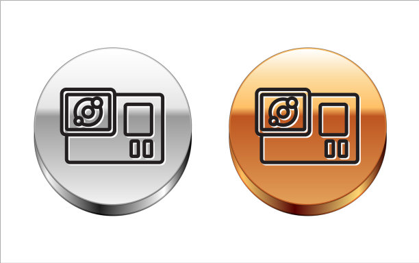 黑线行动极端相机图标孤立上图片下载