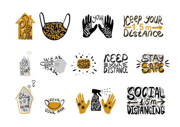 流行手绘海报套装图片下载