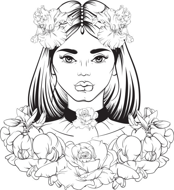 在手绘线条风格中描绘少年肖像图片下载