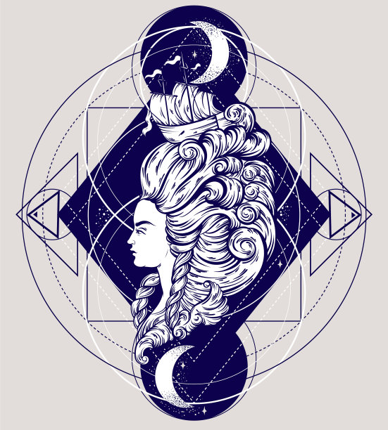 Vecor女人的头与美丽的发型图片下载