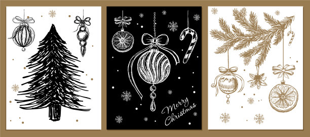 圣诞设计元素的涂鸦风格图片下载