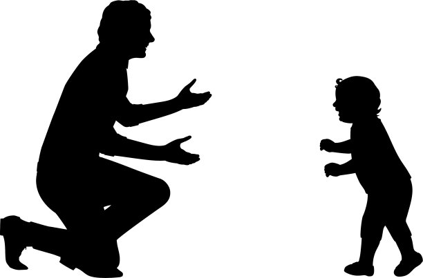 剪影小babawalk迎接他的父亲图片下载