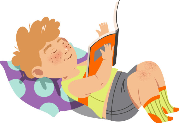 有兴趣的男孩性格躺在枕头上图片下载