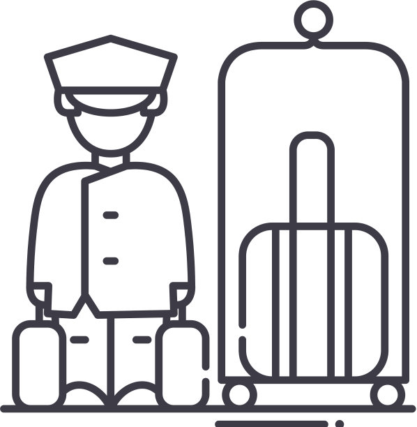 行李员与行李图标线性隔离图片下载