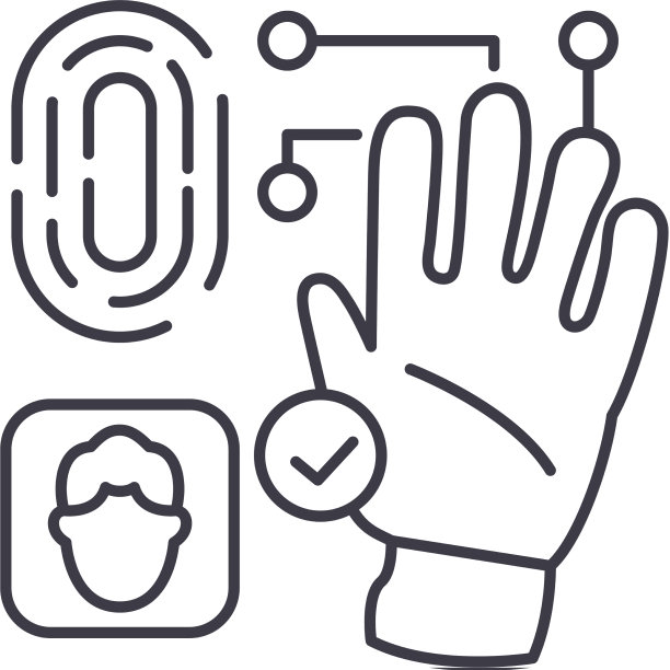 生物识别技术图标线性隔离图片下载