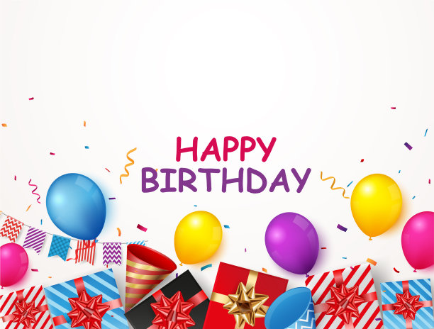 彩色的生日庆祝横幅与气球图片下载