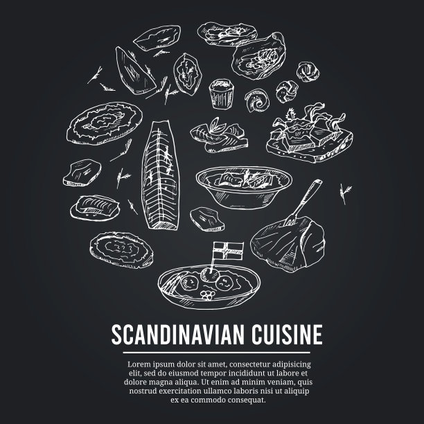 北欧美食菜单涂鸦图标图片下载