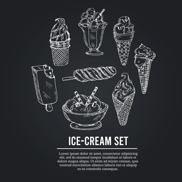 冰淇淋和食物手绘涂鸦图片下载