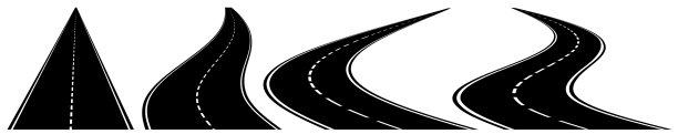 在白色背景上设置四条蜿蜒的道路图片下载