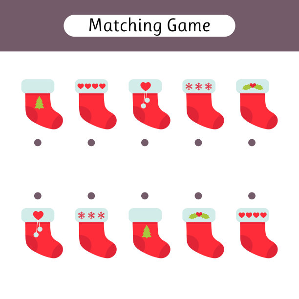 匹配游戏为孩子的工作表与圣诞节图片下载