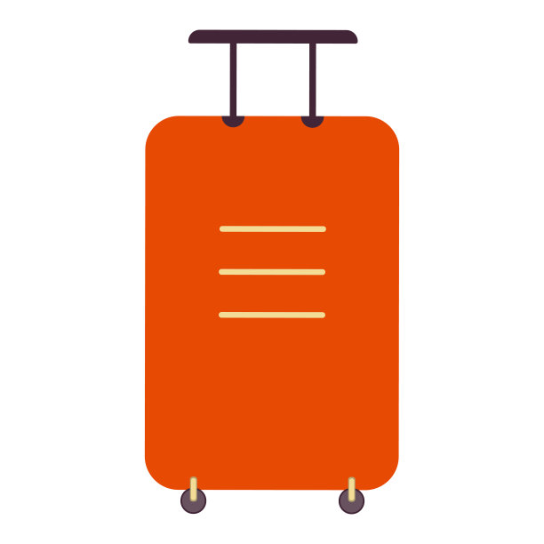 橙色的旅行箱。平面设计风格现代矢量插图图标旅行乘飞机。图片下载
