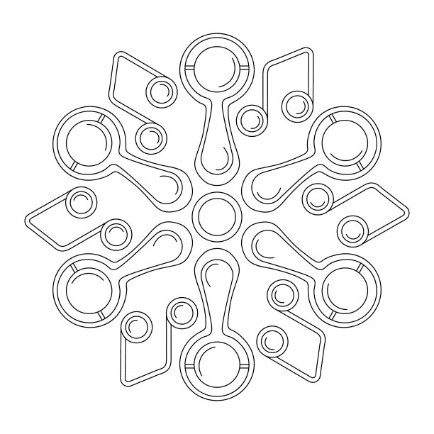 儿童涂色书。用拨浪鼓玩具和音符制成的曼荼罗。矢量插图着色页图片下载