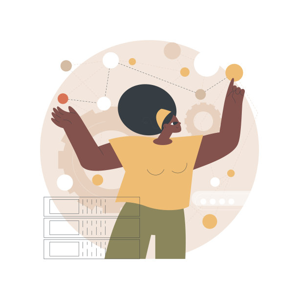 大数据可视化抽象概念矢量插图。图片下载